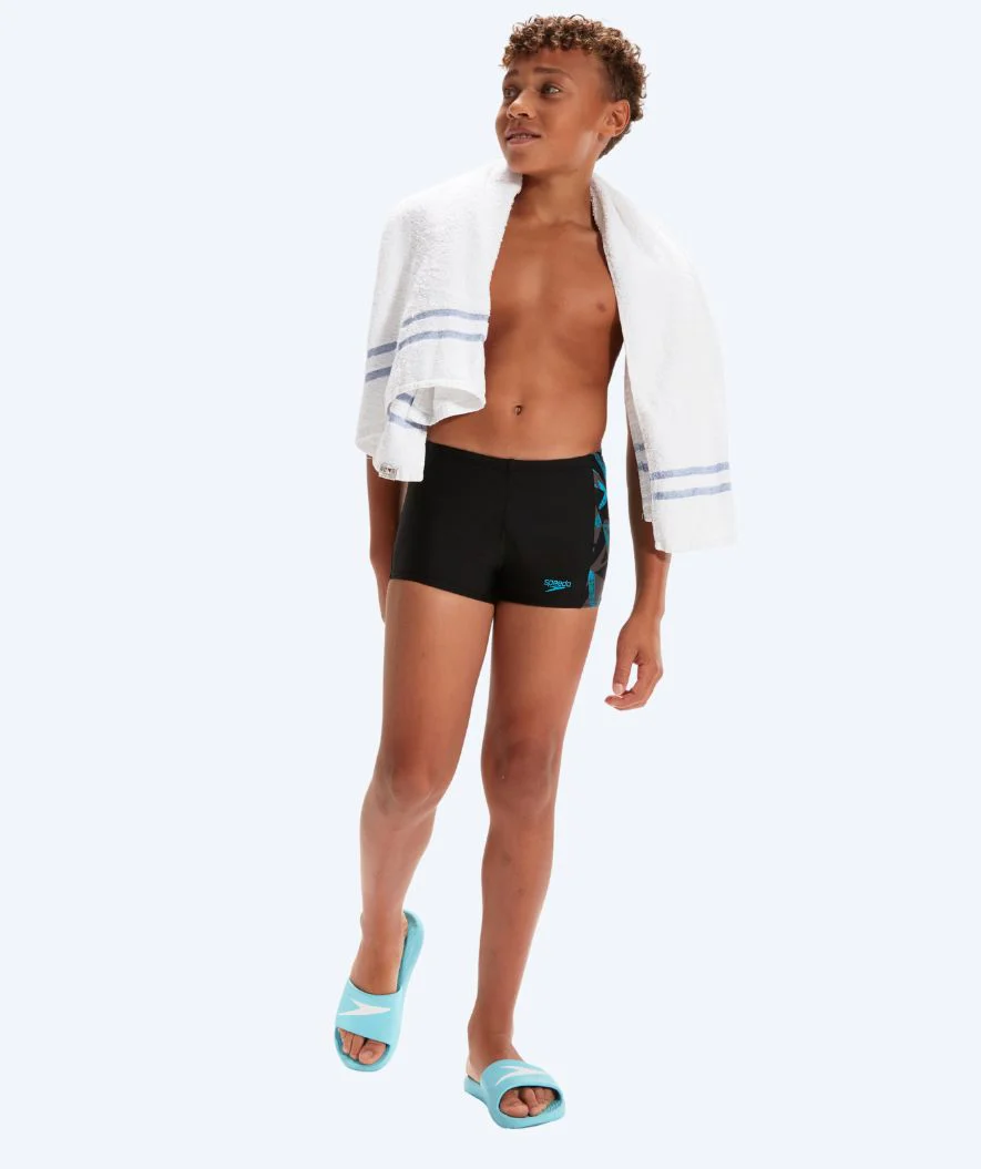 Speedo aquashorts for boys - Hyperboom Panel - Black/Blue - Image 4