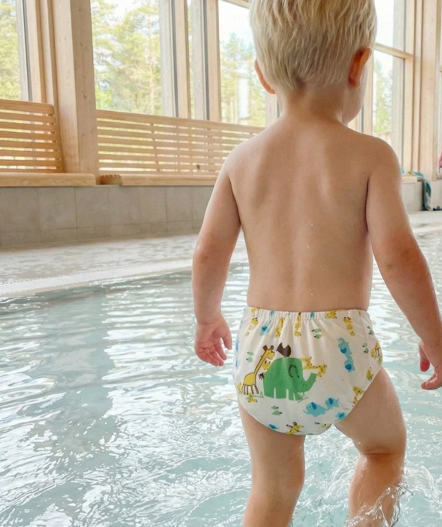 Watery swim nappy - Ondine - White with print - Image 5